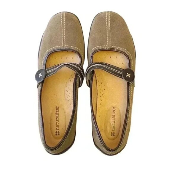 Naturalizer Mary Jane Leather Ballet Flats Round Toe Comfort Shoes Tan Brown 6 - Picture 12 of 16